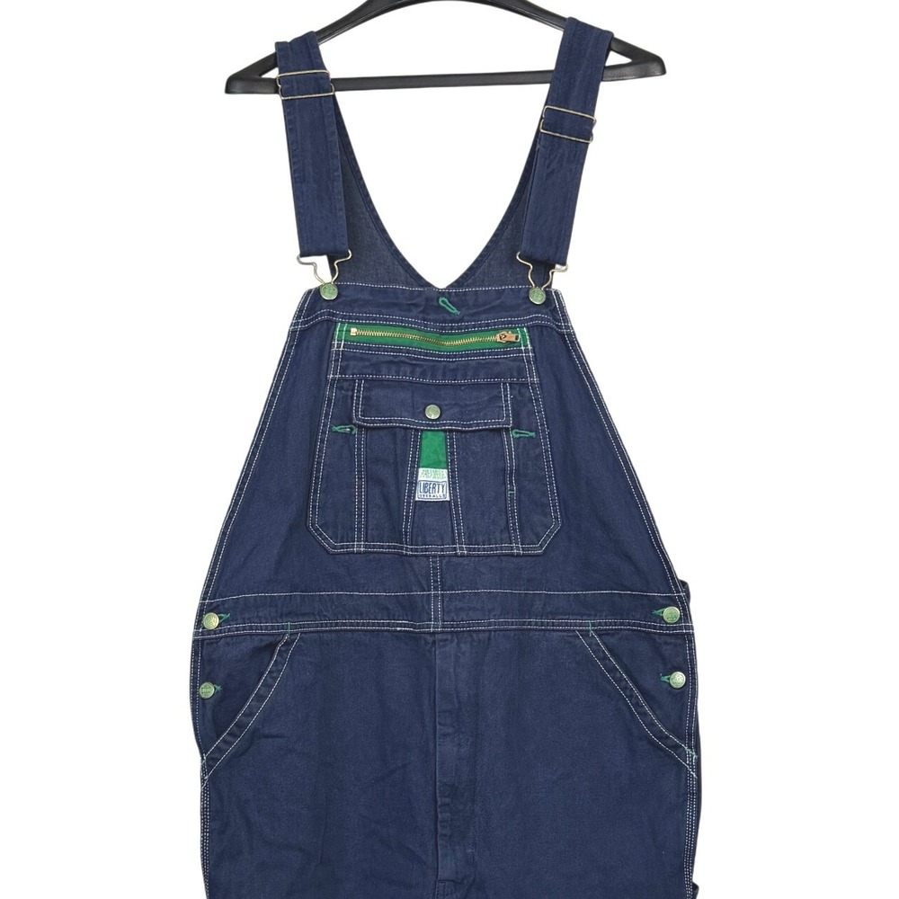 Liberty Denim Bib Overalls Mens 42x30 Blue Dark Wash Workwear MOV18006DB